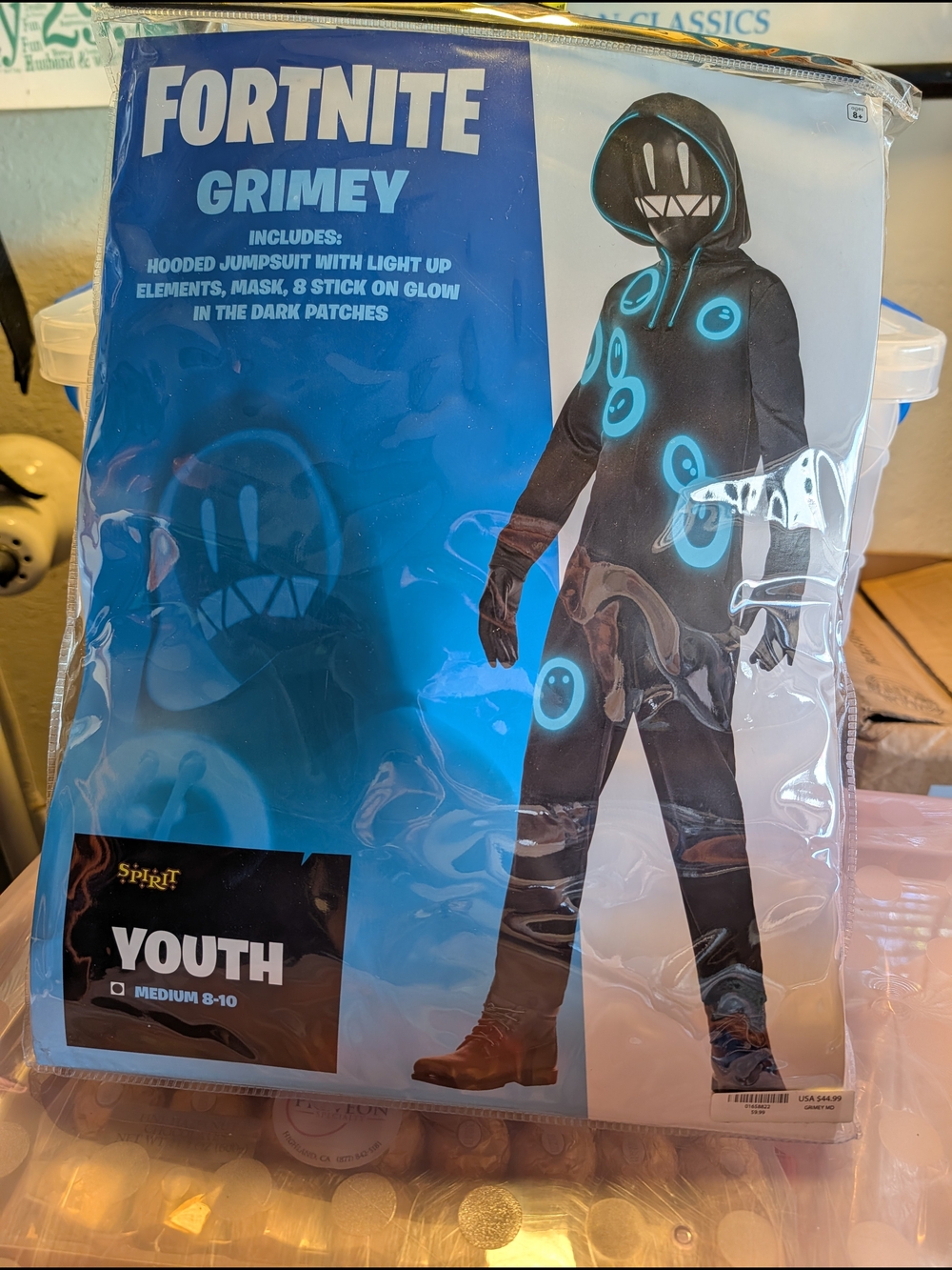 Fortnite Costume. Grimey... Size Med, 8-10